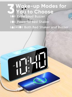 2020SD RGB大屏大声音振动闹钟5级声音4级亮度可调15色可选私模