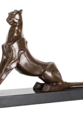 铜雕塑抽象豹子铜像摆件家居装饰品创意礼品客厅玄关书房创意礼品