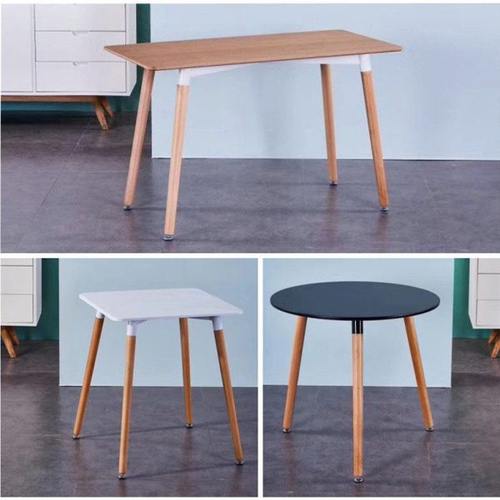 休闲北欧餐桌椅客厅长方台咖啡桌商铺展会4S门店洽谈小圆桌实木脚