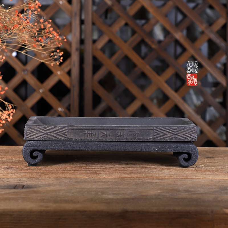 古风/祥云 个性创r意紫砂花盆 无孔水底盆 苔藓绿植 盆景盆