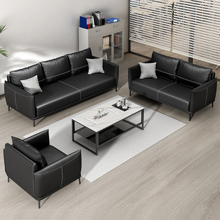 办公室沙发接待室会客区商务三人位小型简约现代功夫茶几组合套装