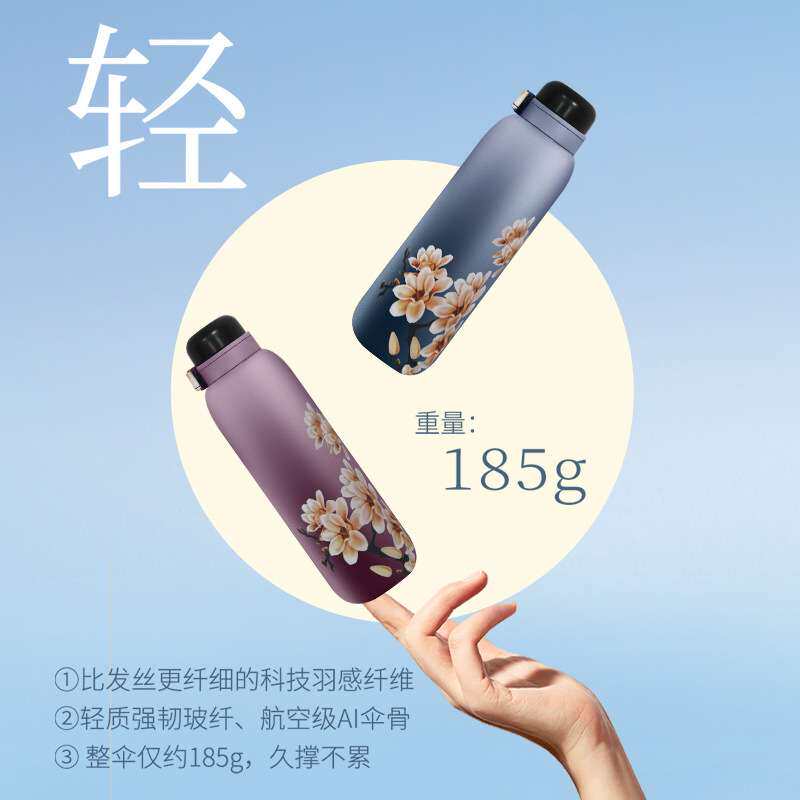 太阳城五折典雅花伞黑胶超轻防晒遮阳迷你新中式S5450QB41