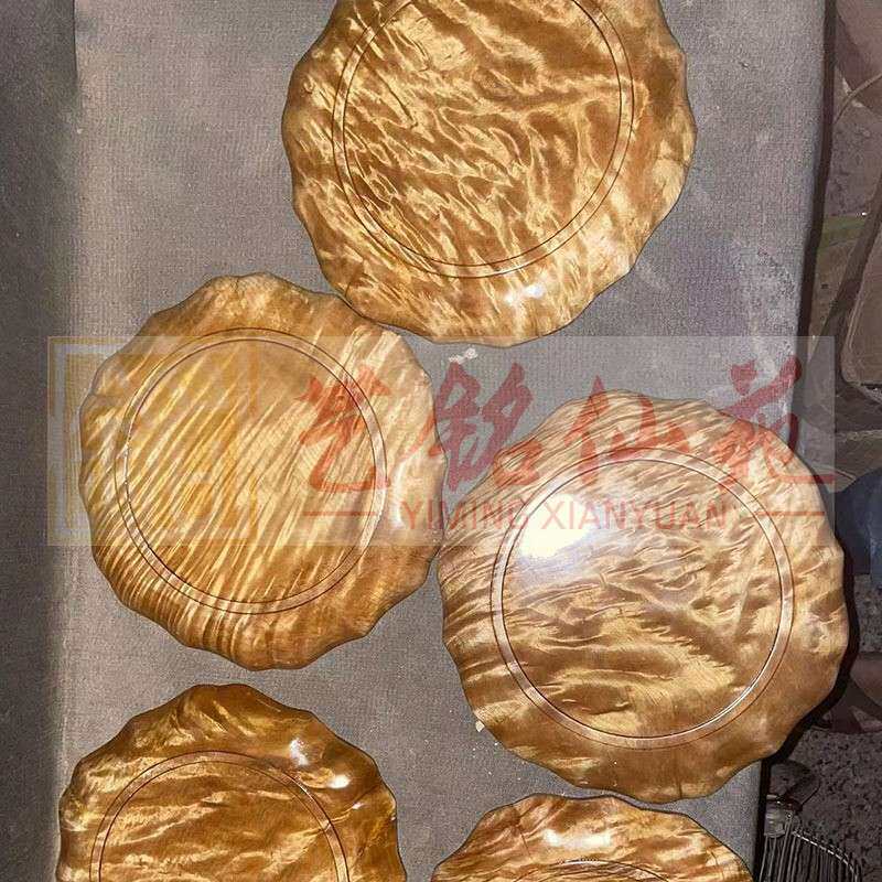 金丝楠木龙胆水波纹荷叶果盘干果盘中式复古储物托创意木质糖果碟