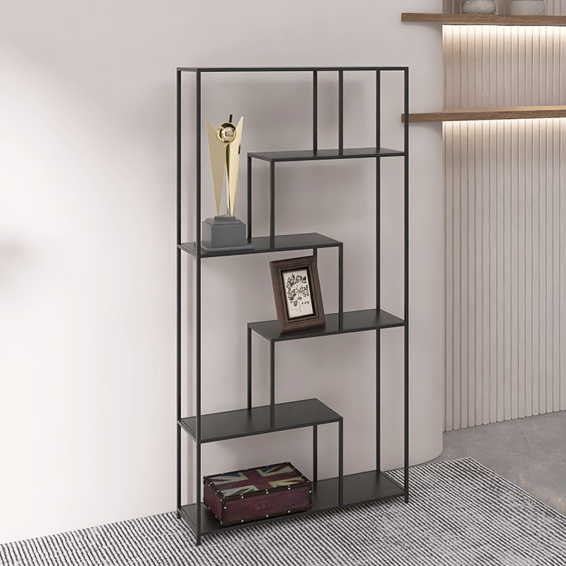 北欧落地置物架铁艺书架办公w室展示货架简易书柜收纳搁板架子落