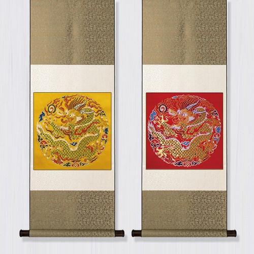 五艺南京云锦金丝团龙吉祥纹样挂画中国风特色新中式装饰画内芯35