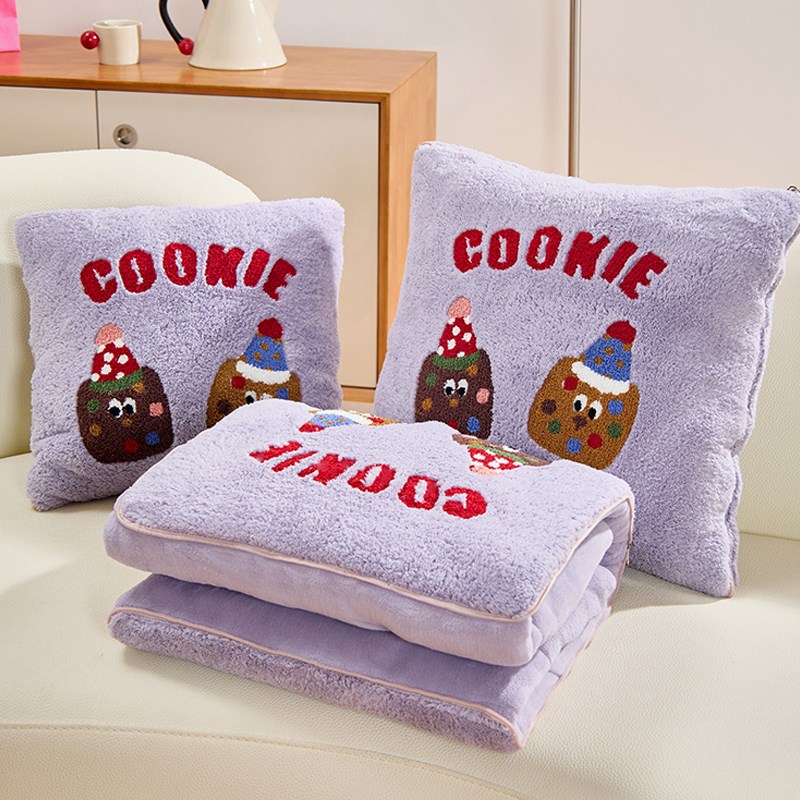 折叠加厚卡通抱枕j被子两用车载靠垫沙发盖毯午休二合一双面绒新