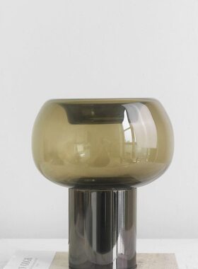 梵其法式现代轻奢绿色玻璃花瓶高级感中古水培花器客厅茶几装饰品