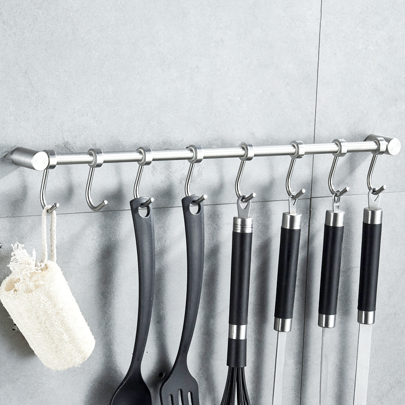 打孔厨房挂钩架墙壁壁挂墙上挂A杆置物架厨具挂架勺子铲子收纳架