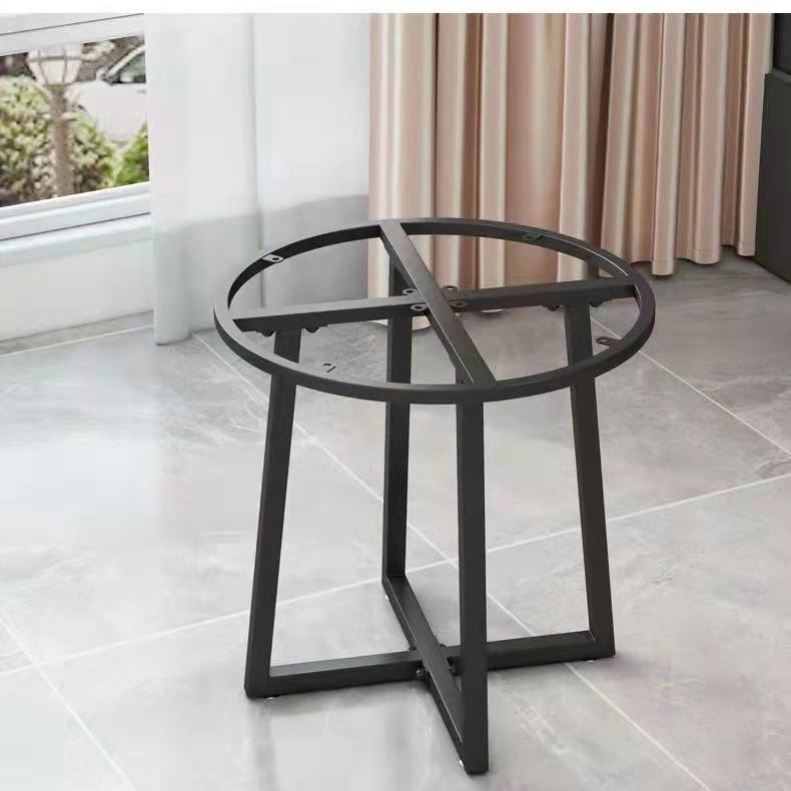 圆桌铁艺a圆形茶几边几餐桌支架岩板大理石瓷砖木板桌腿支架可定