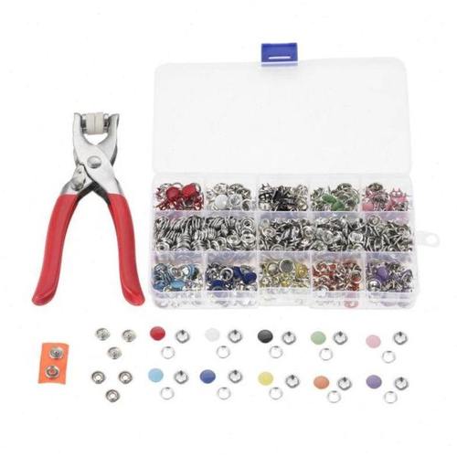 200 Sets Grommets Snap Fasteners 9.5mm 10 Colors Buttons Met