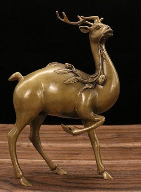 铜鹿路路平安动物摆件铜雕像家居客厅办公室摆件摆设