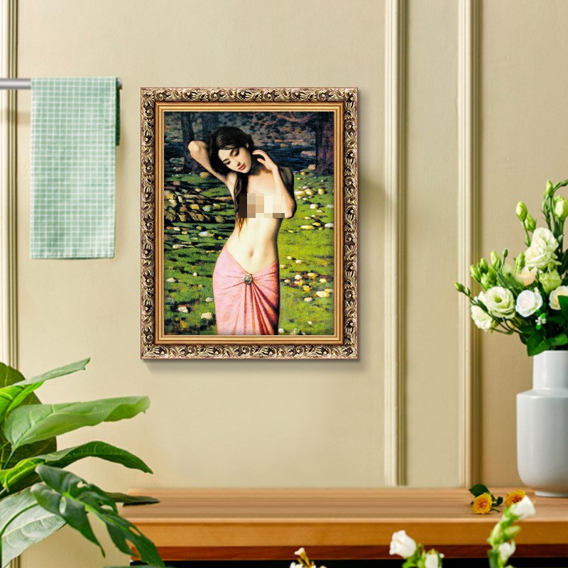 浴室卫生间装饰画酒店美女油画y餐厅客厅少女厕所挂画卧室墙画壁图片