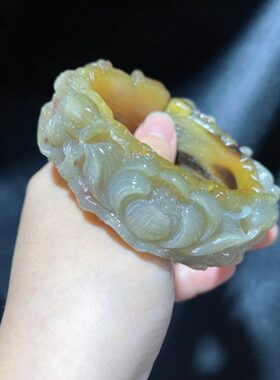 遇角轩纯手工雕刻天然羊角手镯典雅古风大气时尚高端节日礼物定制