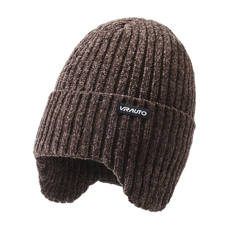 冬天加绒加厚保暖毛线r帽男士户外护耳冷帽大帽檐骑行套头针织帽