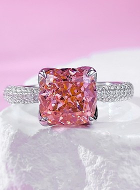 慕景珠宝直播款92l5银帕帕拉恰8*8mm女神粉花苞温柔款戒指环直播