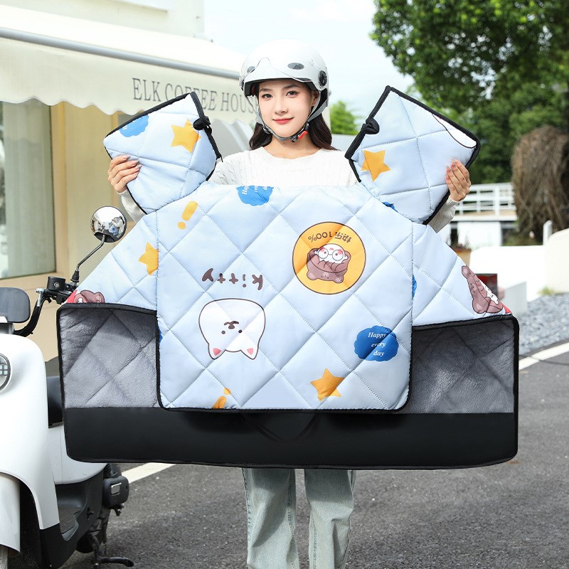 电动车档风被防风被电瓶摩托车挡风被秋冬天挡风大电车.加绒加厚