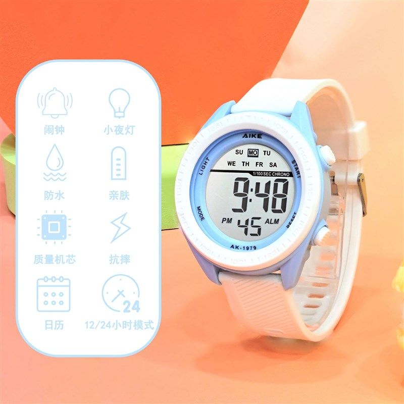 通勤男士女孩简约电o子表户外日常运动初中学生手表防水电子手表