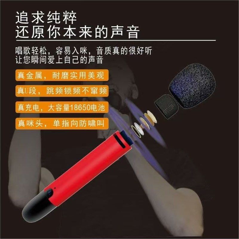 真U段无线麦克风 家庭户外KTV迷你套H装直播声卡K歌蓝牙音响带话