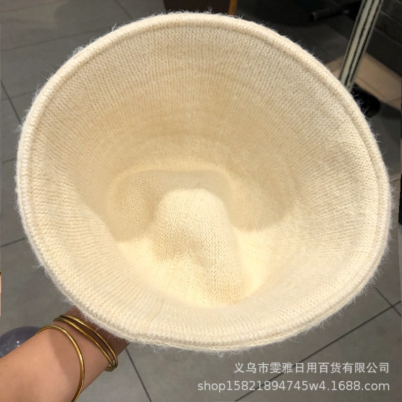 帽子女春秋c小众渔夫帽针织加厚保暖水桶大帽檐日系百搭时尚毛线