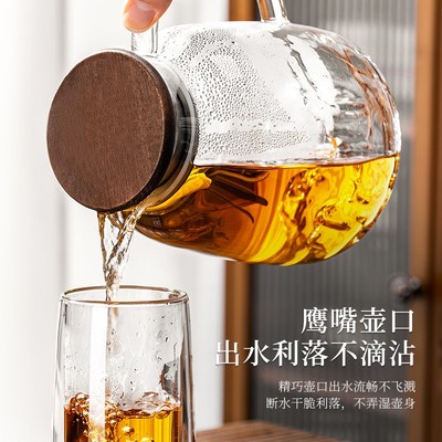 冷水壶玻璃耐高温家用大容量食品级高硼硅加厚储水泡茶果茶凉水杯