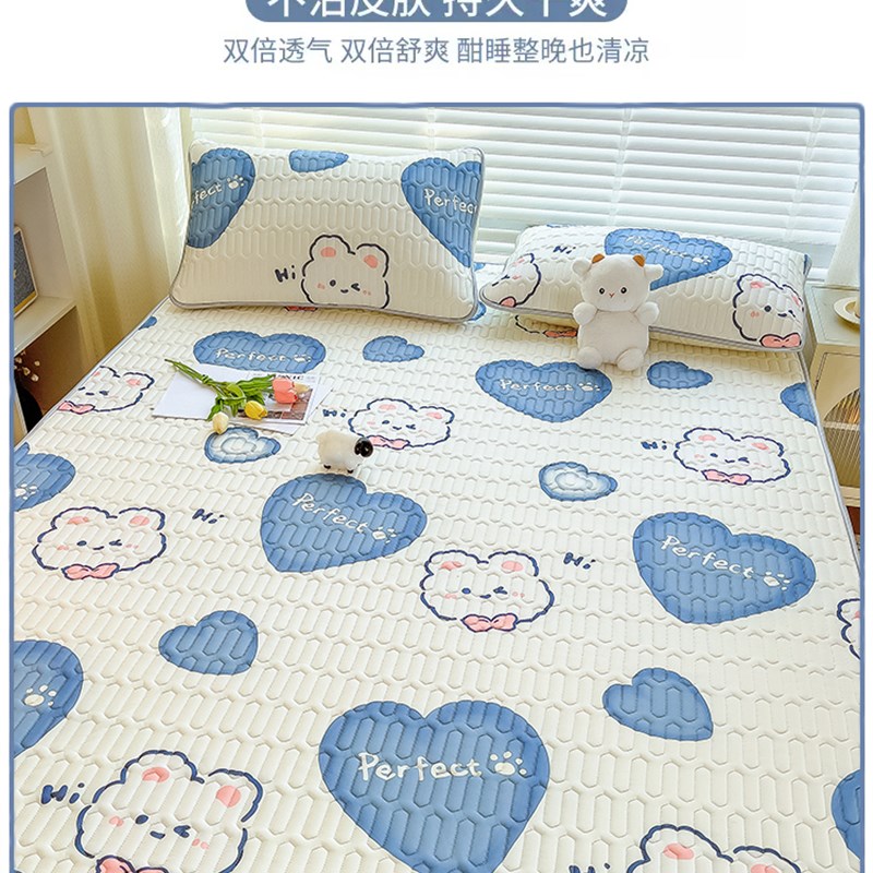 泰国冰丝乳胶凉席三件套夏季可水洗学生宿舍家用床单双人空调席子