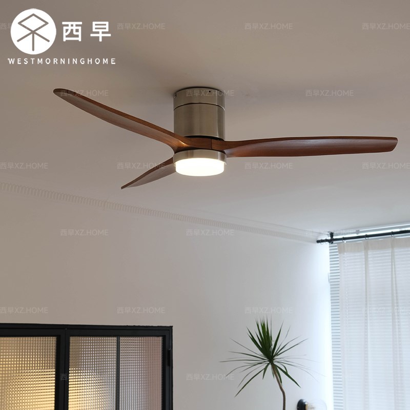 法式中古实木吸顶吊扇灯美式复古家用一体餐厅卧室客厅风扇吊灯