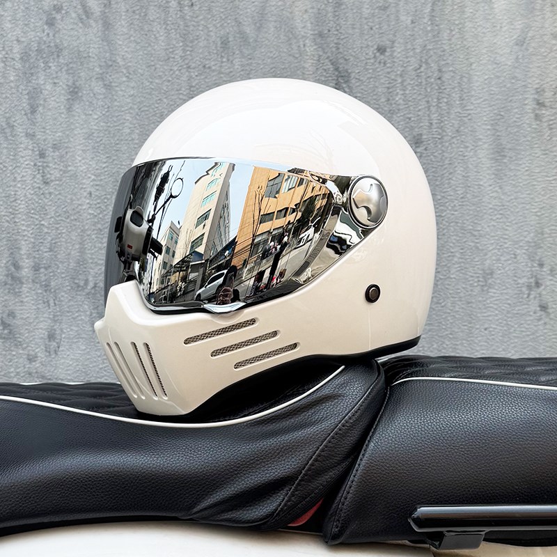 ORZ复古摩托车头盔男女巡航全盔重机车幽灵骷髅骑士蓝牙槽3C认证