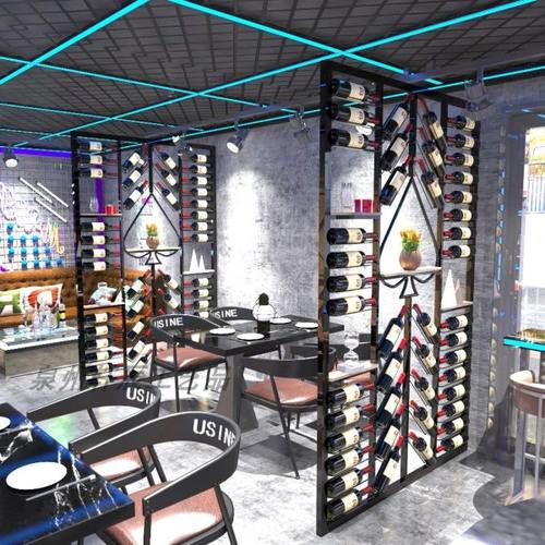 铁艺进门卡座隔断屏风酒架酒吧餐厅创意定制展示工业风红酒装饰