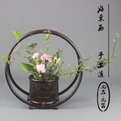 包邮 尚品凡器手工竹编花器日式 花道小原流花插提篮花入插花花瓶