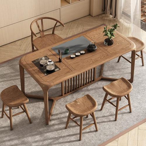 实木茶台家用新中式茶桌椅组合简约自动烧水壶一体商用原木洽谈桌