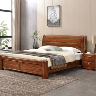 全实木乌金木床1.8米简约双人床家用婚床2米*2米2主卧气压储物床