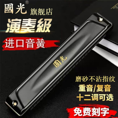 进口音簧国光24孔复音c调口琴