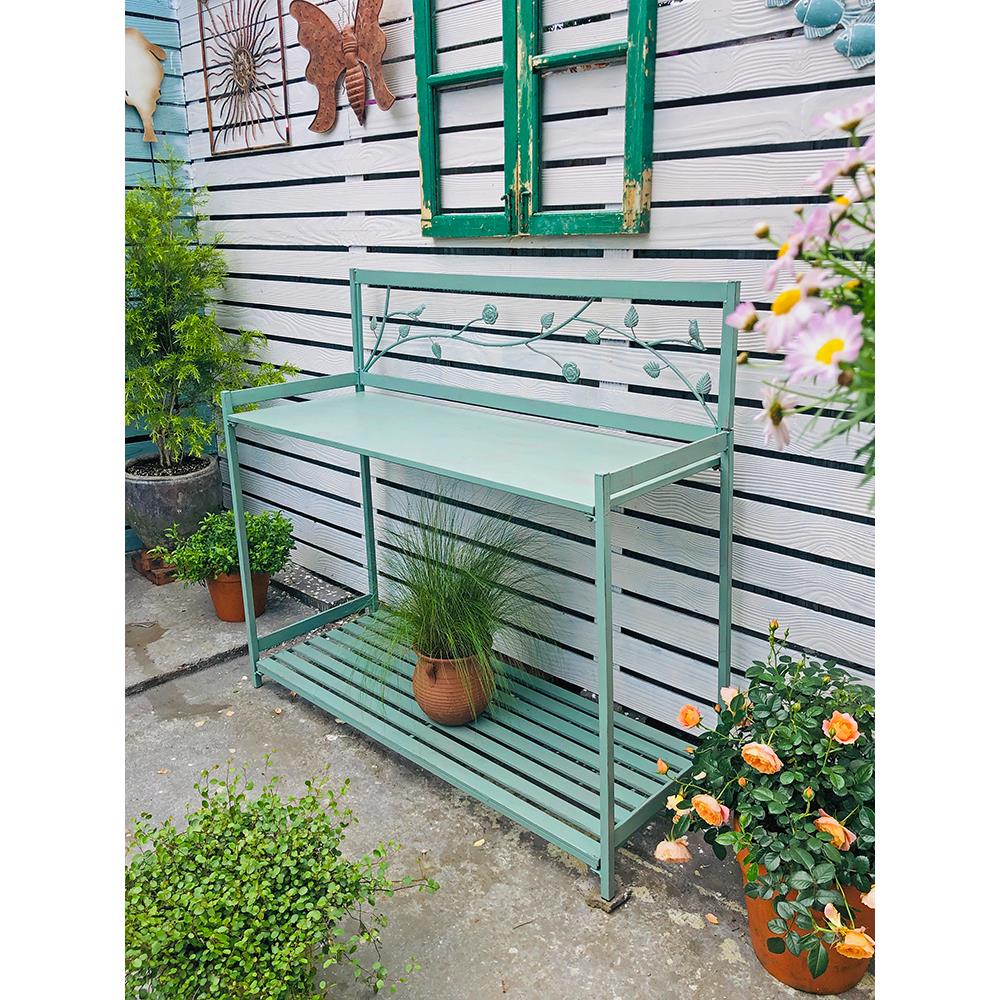 户外园艺操作台多层花架铁艺花园置物架工具工作台展示架长桌靠墙