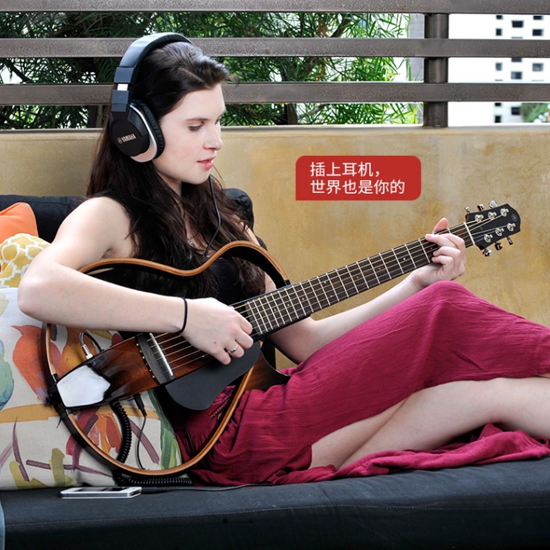 雅马哈静音吉他SLG200N民谣全单实木吉他SLG200S古典39寸拆卸便携