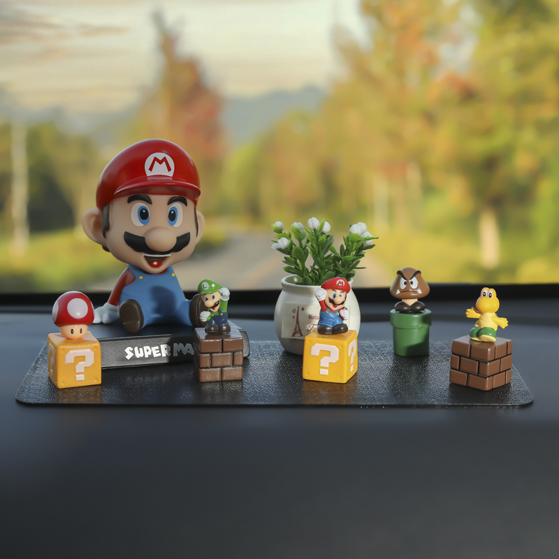 汽车摆件超级玛利欧玛利欧车载卡通中控仪表台装饰车内男士车内模