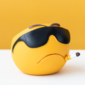 创意家用卡通可爱表情烟灰缸陶瓷大烟缸办公室个性 潮流防飞灰防风