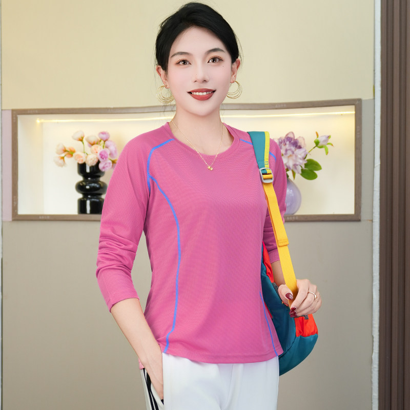 运动上衣女长袖秋季薄款休闲宽松运动t恤情侣速干透气健身跑步服