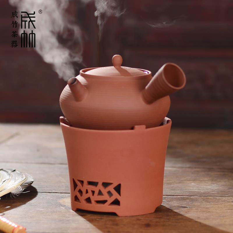 成竹 红泥小火炉炭炉煮茶炉户外家用侧把烧水壶套装潮汕工夫茶具
