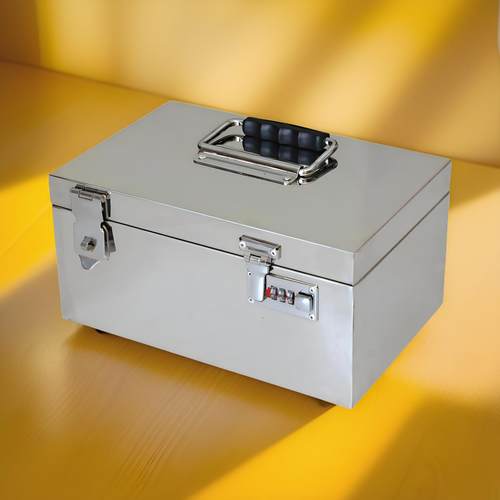 不锈钢钱箱存钱储蓄盒工具箱30万装钱箱子票据收纳盒子贴士箱包邮