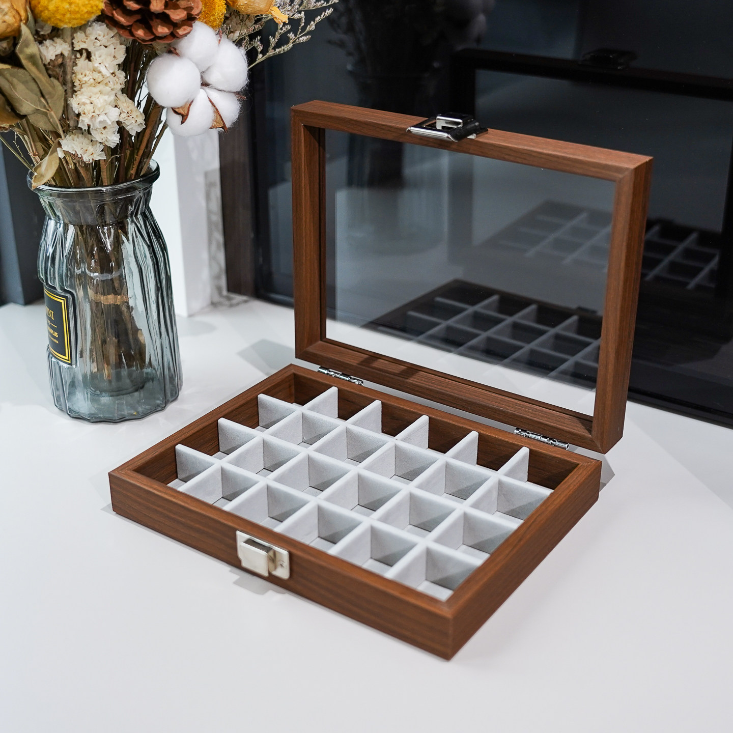 24位防氧化神器耳饰戒指首饰收纳盒小号美甲文玩核桃胸针展示盘盒,收纳整理,首饰盒,淘宝优惠券,粉丝福利购,淘宝优惠卷