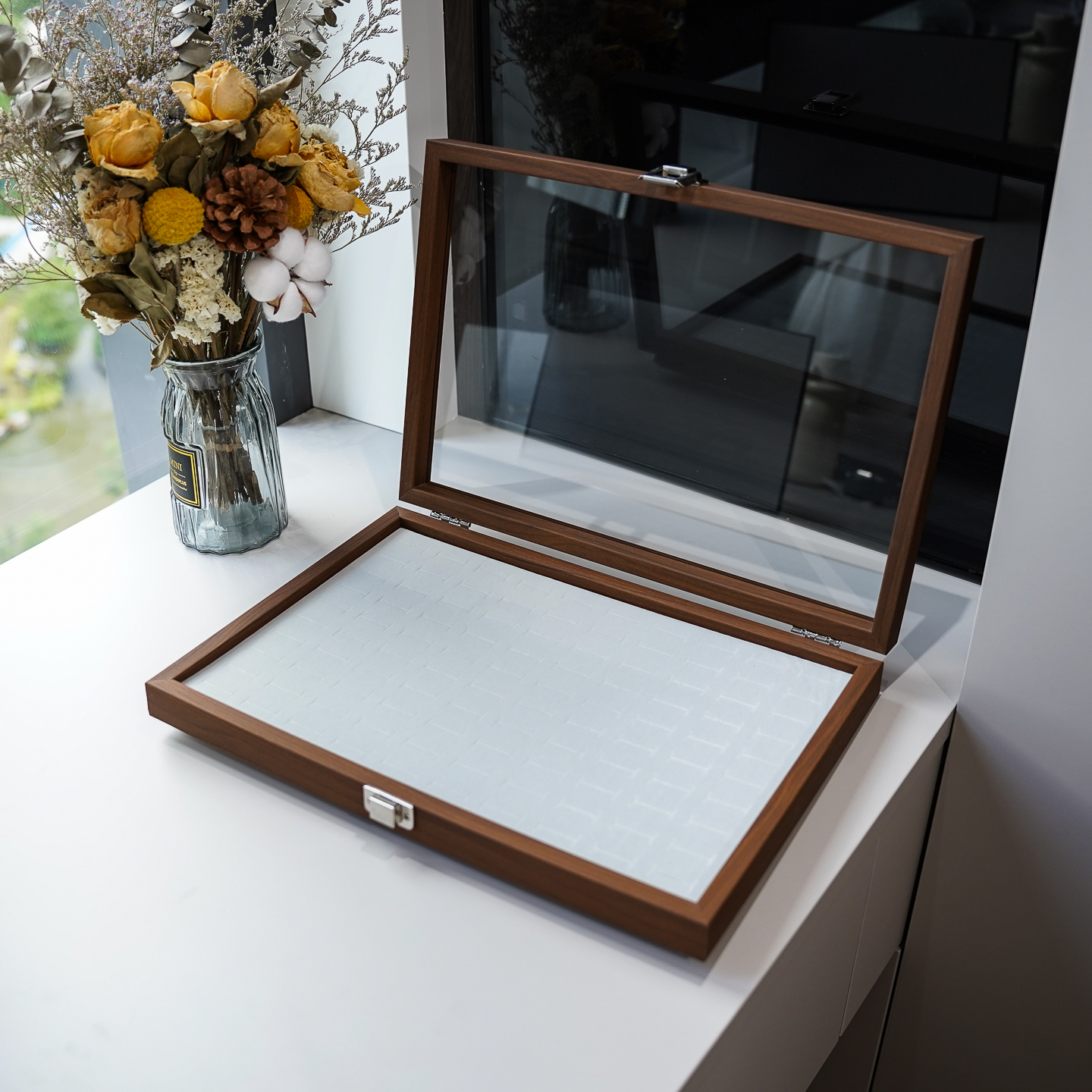 黑胡桃木纹大容量戒指收纳盒