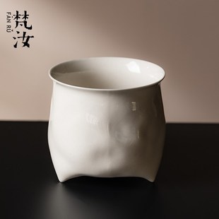 草木灰大建水家用大容量茶洗茶渣废水缸陶瓷水盂茶道配件 梵汝日式