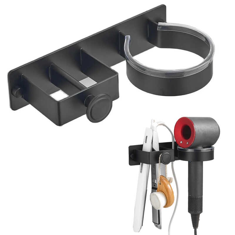 跨境吹风机置物架免打孔直发器支架卷发棒美发工具收纳架风筒挂架