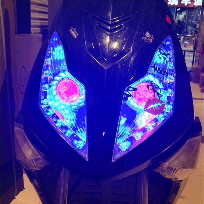 摩托车车灯骠骑电动车摩托车大灯配件改装件天使恶魔LED大灯