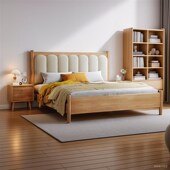 儿童实木床男孩女孩现代简约卧室女宝公主床2024新款 床1米5小孩床