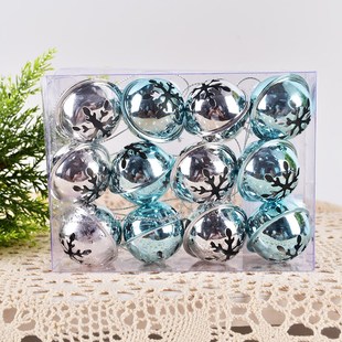 圣诞节装 饰用品3CM蓝银色铁艺铃铛挂饰幼儿园儿童道具礼品12个装