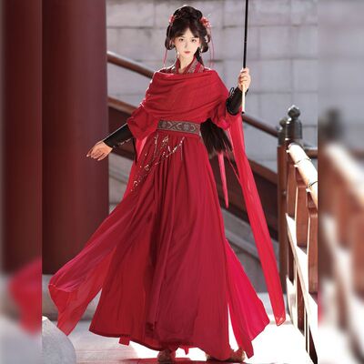 红衣女侠情侣汉服套装民族气质仙侠影视COS清冷师姐酷飒古风劲装