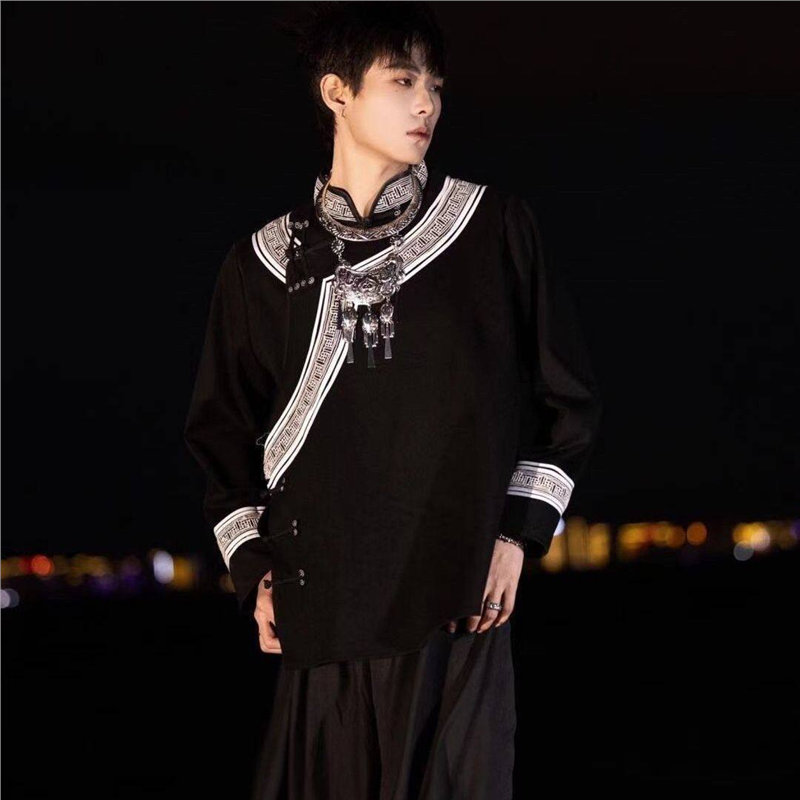 新款彝族服饰服装旅拍套装凉山云南男装火把节少数民族男款