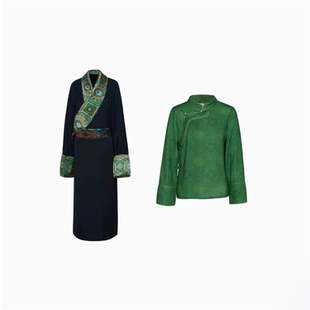藏族拉萨绿色藏袍新款民族旅游西藏旅拍服饰写真藏装藏式演出服装