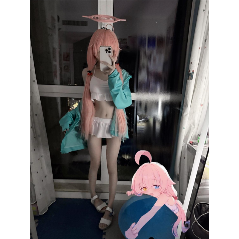 碧蓝蔚蓝档案小鸟游星野cos荷叶边泳衣女泡温泉沙滩分体泳衣套装